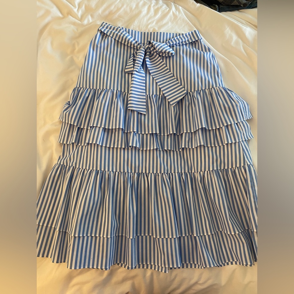 Rachel Parcel Tiered blue and white, bow at front, new, no tags but never worn